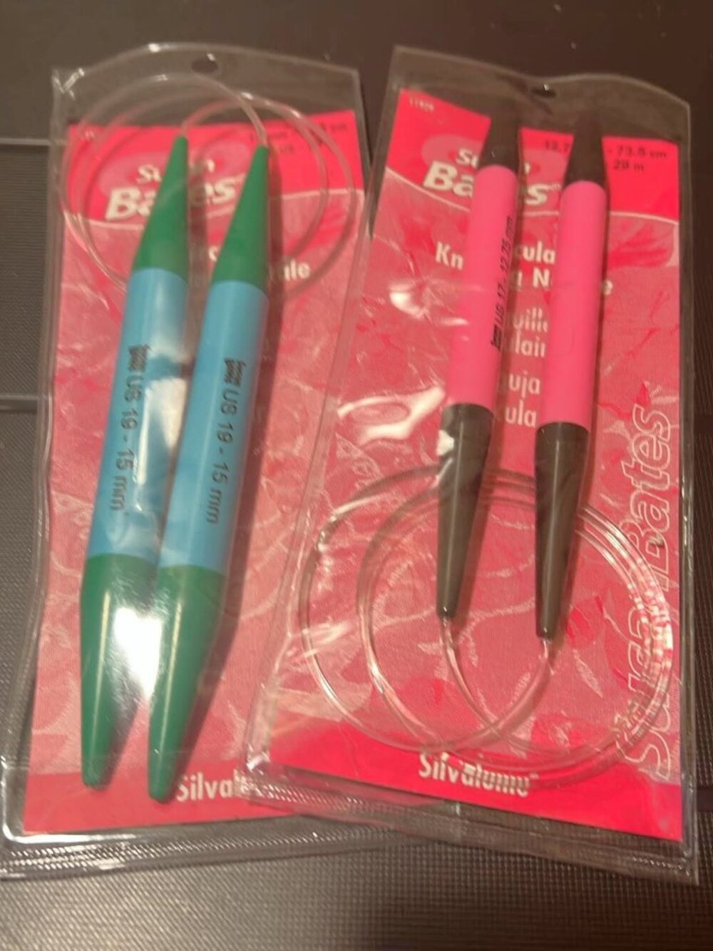 Susan Bates Silvalume Circular Knitting Needles Lot - US 17 & US 19 (29โ)